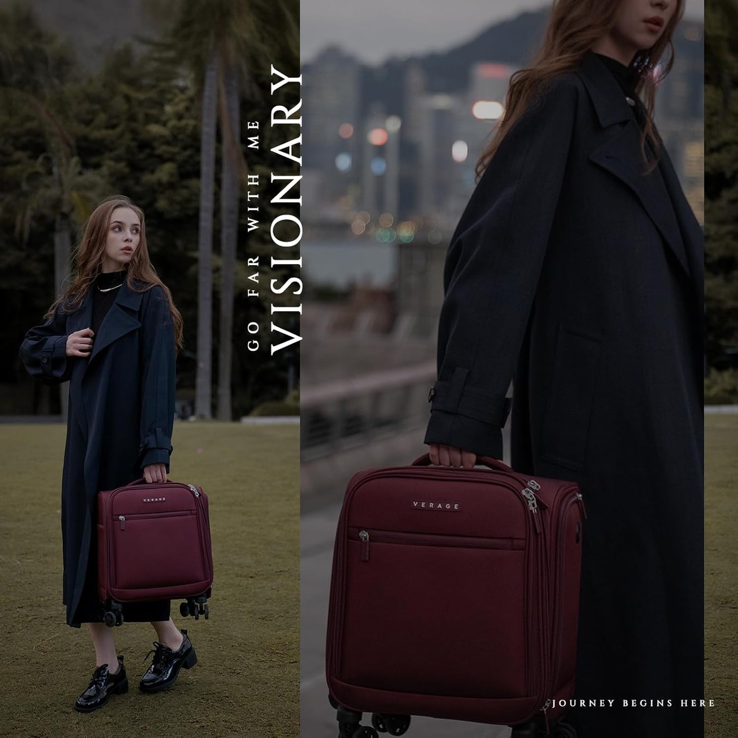 Verage Underseat Carry On Luggage with Wheels, 14.5-Inch Spinner Small Suitcase, Softside Lightweight Travel Bag for Men and Women, Airplane Carry On Bag, Burgundy Red