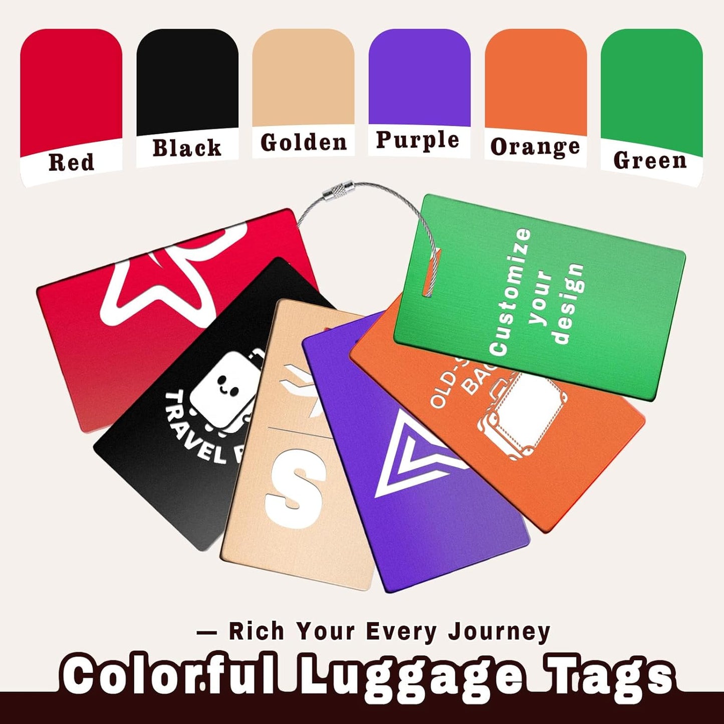 4 pcs Personalized Luggage Tags for Travel Durable Aluminium Luggage Tags for Suitcases Custom Bag Tags for Backpacks Heavy Duty Personalized Baggage Tags for Birthday Gifts(Small,Black)