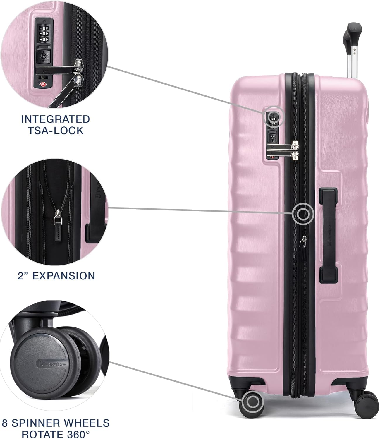 Travelpro Maxlite Air V2 Hardside Expandable Checked Luggage, 8 Spinner Wheels, Lightweight Hard Shell Suitcase, TSA lock, Pink, Checked Medium 25-Inch