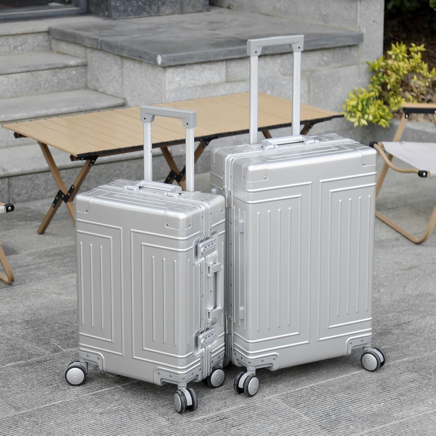 All Aluminum Carry On Luggage，Cut from Whole Aluminum Sheet，22x14x9 Airline Approved ，（3rd Generation，Premium Metal zipperless suitcase ） (silvery, 26inch)