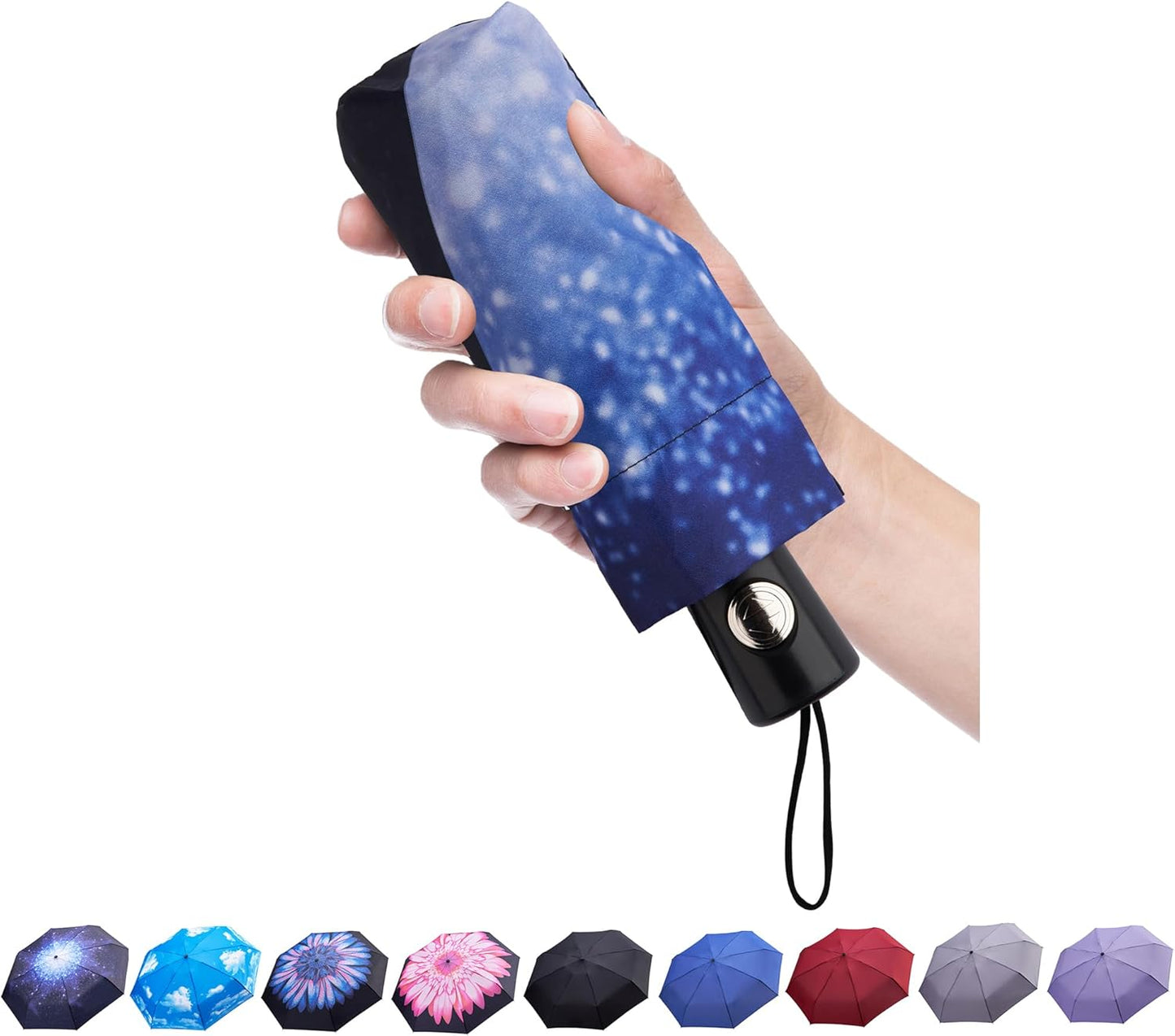 Goothdurs Automatic Mini Travel Windproof Umbrella Compact Auto Open/Close Small Lightweight Folding Rain Umbrellas for Women Men