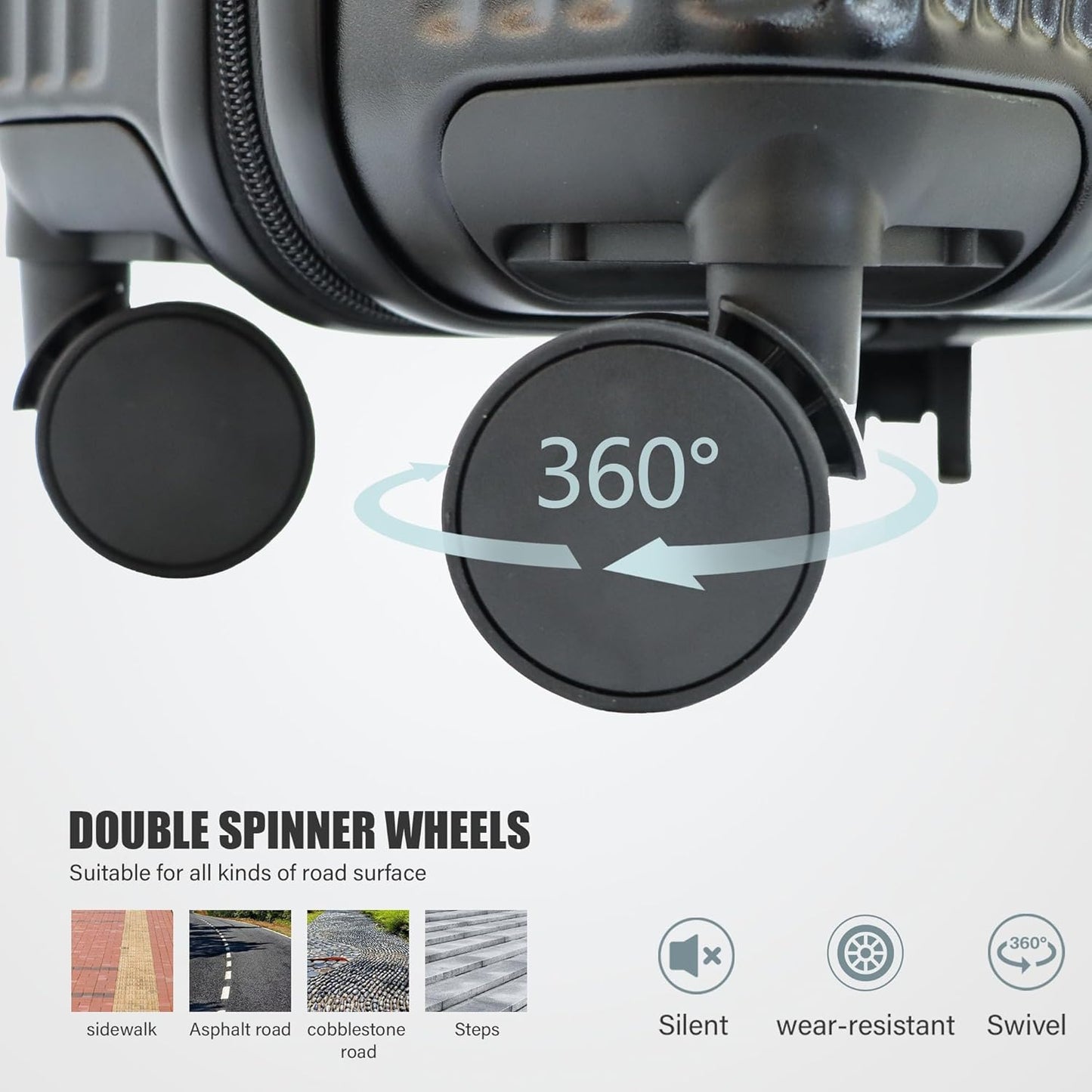 buy 0ne get 0ne free! 20 Inch Expandable Carry on Luggage PC Hard Shell TSA Suitcase Top Opening 360°Rolling Wheels Travel Luggage Suitcase(Black)