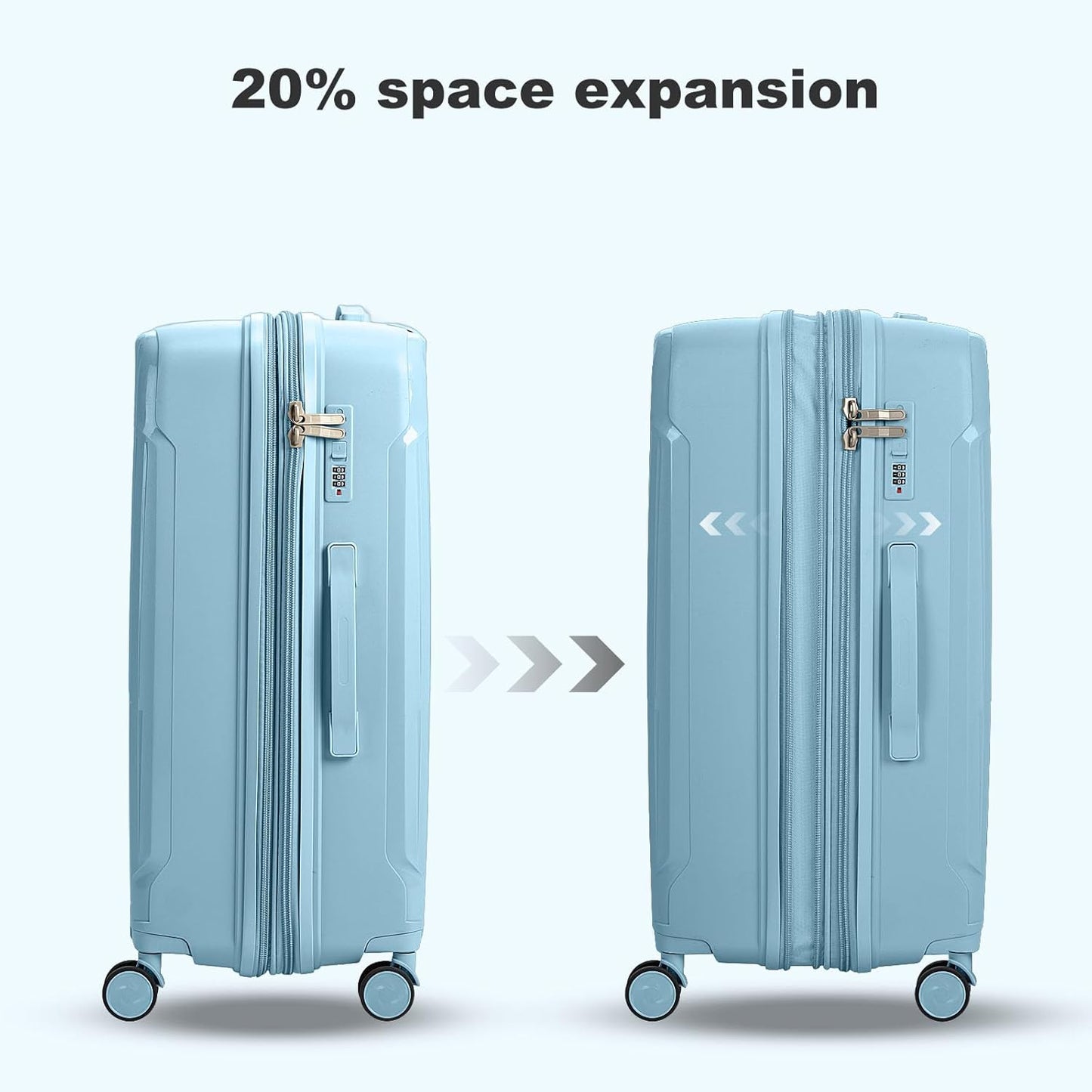 Nazhura Luggage Set, 3-Piece Hardside Suitcase Set, 20-inch Carry On, 24-inch, 28-inch Luggage