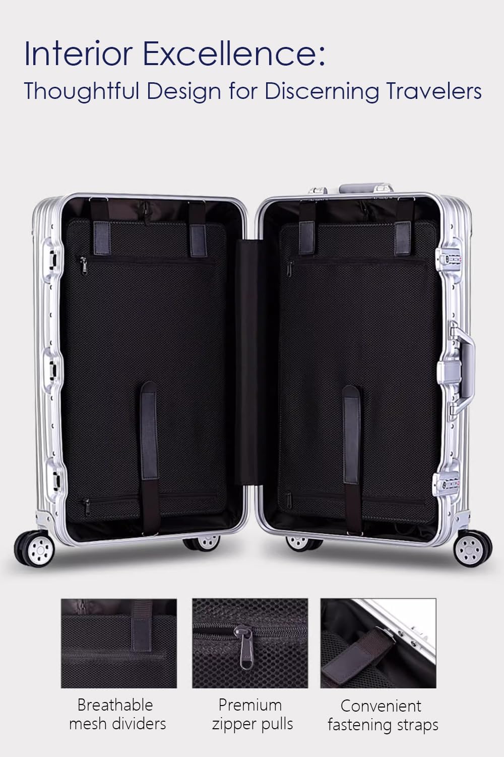 28 Inch All Aluminum Checked in Luggage with Wheels, Hard Shell Zipperless Suitcase with TSA Locks, Large Travel Luggage, Silver