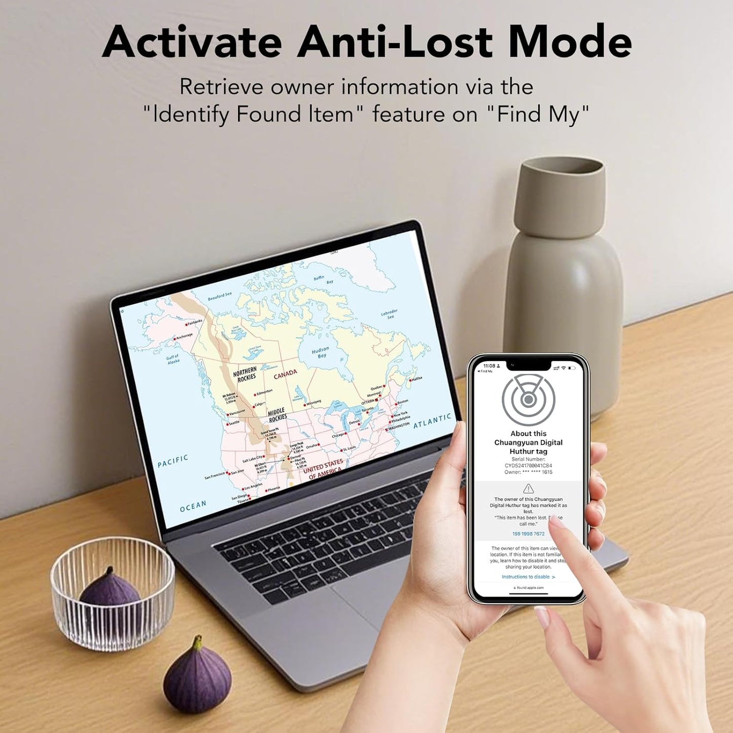 Bluetooth Tracker Tag for Apple Find My (iOS Only), GPS Tracker with Replaceable Battery, Item Finder for Keys, Luggage Tracker and Wallet Tracker, Suitable for Indoor & Outdoor Use, 4-Pack Black