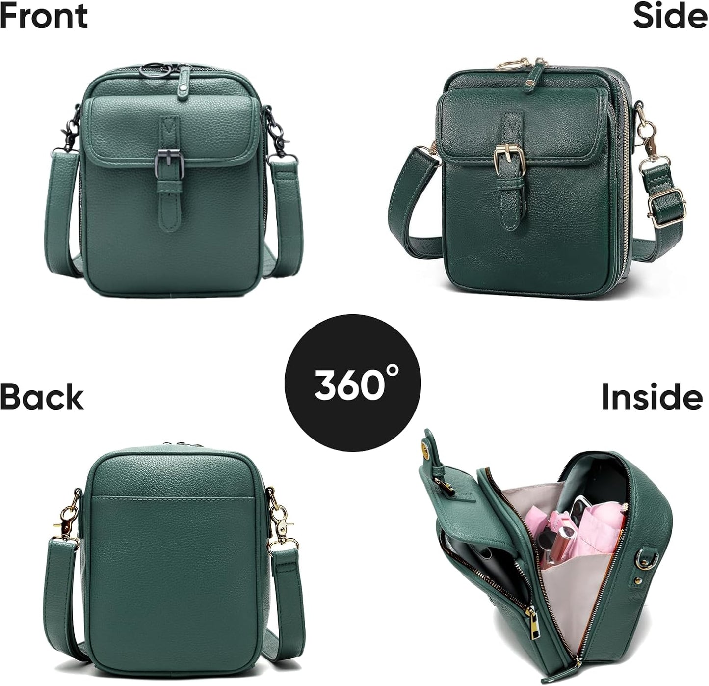 1060 Leather Crossbody Bags for Women Anti-Theft Vegan Purse with Card Slots, Travel Shoulder Bag, Waterproof Crossbody Purse