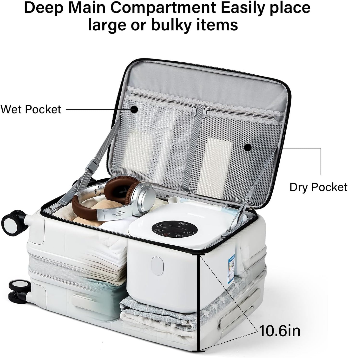 Hanke Hardside Expandable Carry On Luggage, 20 Inch Top Opening Trunk Luggages with Spinner Wheels, All-PC Hard Shell Carry-On Suitcase, Lightweight & TSA Airline Approved (Smoke White, 46L)