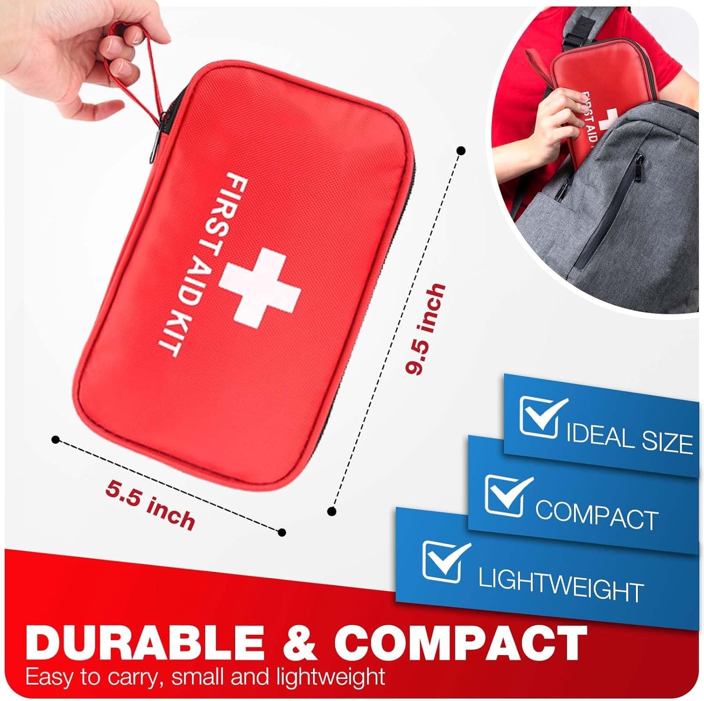 First Aid Kit 194 Piece Emergency Kits for Hiking Camping Trauma Kit for Boat Vehicle Compact Aid Kit for for Home Car Travel Outdoor Survival