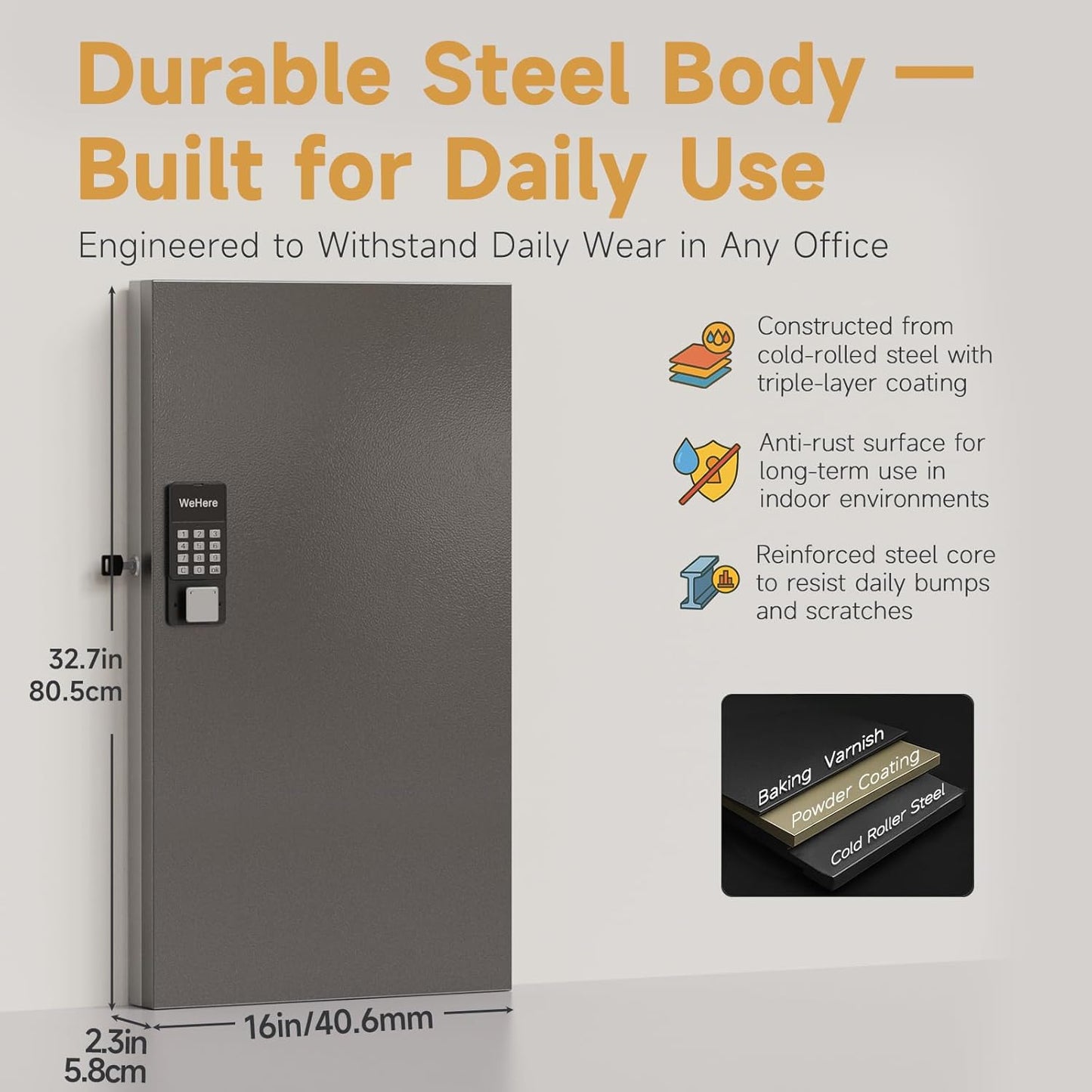 120 Key Lock Box Wall Mount, APP Bluetooth/Wi-Fi, OTP/Fixed Code, Key Unlock, Smart Key Cabinet with Tag, Key Organizer Holder Box for Office, Valet, Realtor, Hotel Key Management