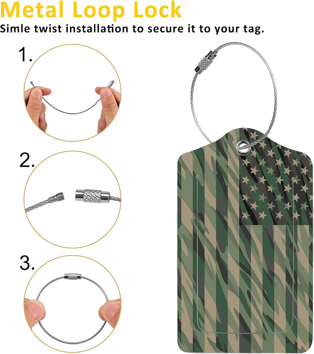 2 Pack American Flag Luggage Tags for Suitcases,USA Flag Leather Baggage Suitcases Tag Name ID Label Privacy Cover Travel Bag Tags for Women Men Boys Girls