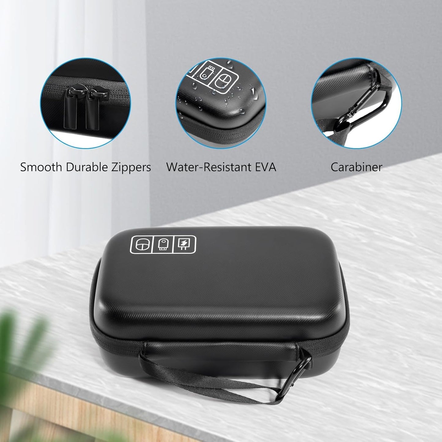 ProCase Hard Travel Electronic Organizer Case for MacBook Power Adapter Chargers Cables Power Bank Apple Magic Mouse Apple Pencil USB Flash Disk SD Card Small Portable Accessories Bag