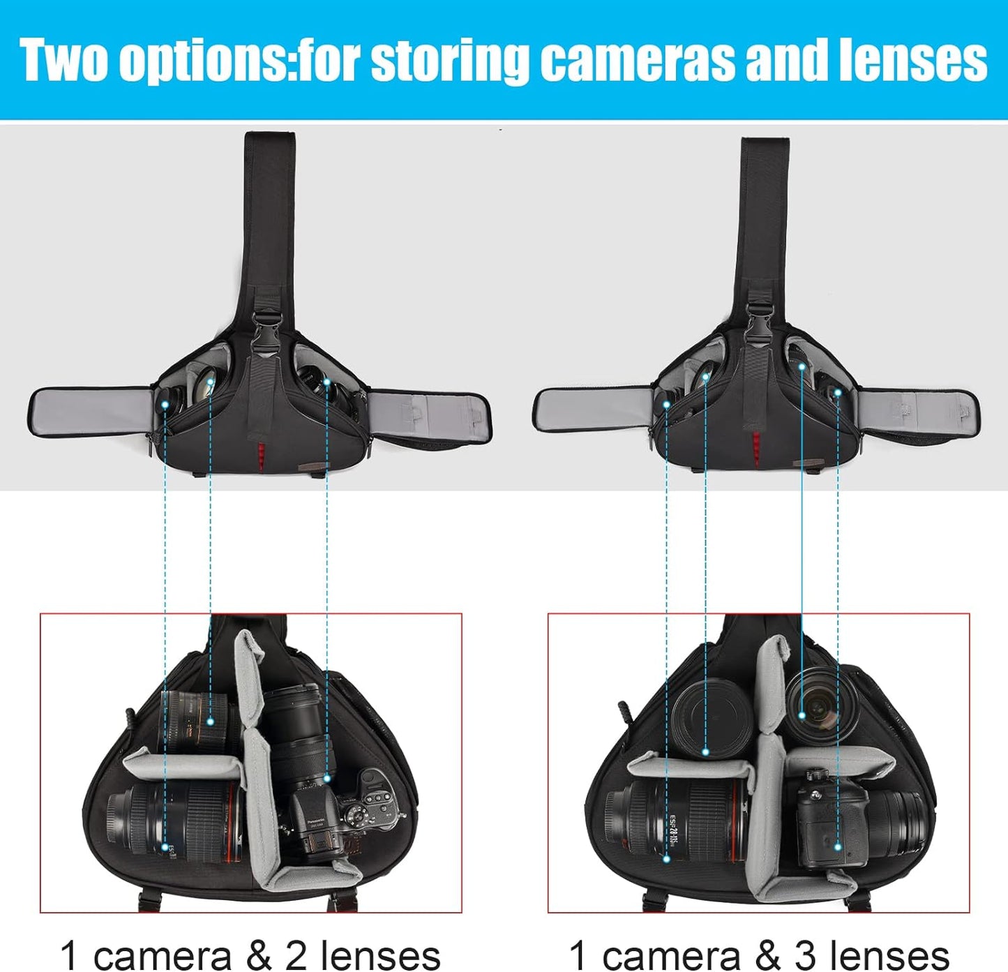 CADeN Camera Bag Sling Shoulder Bag Camera Case Waterproof with Rain Cover Tripod Holder, Compatible for DSLR/SLR Cameras (Canon Nikon Sony Pentax) and Accessories Shoulder Camera Bag