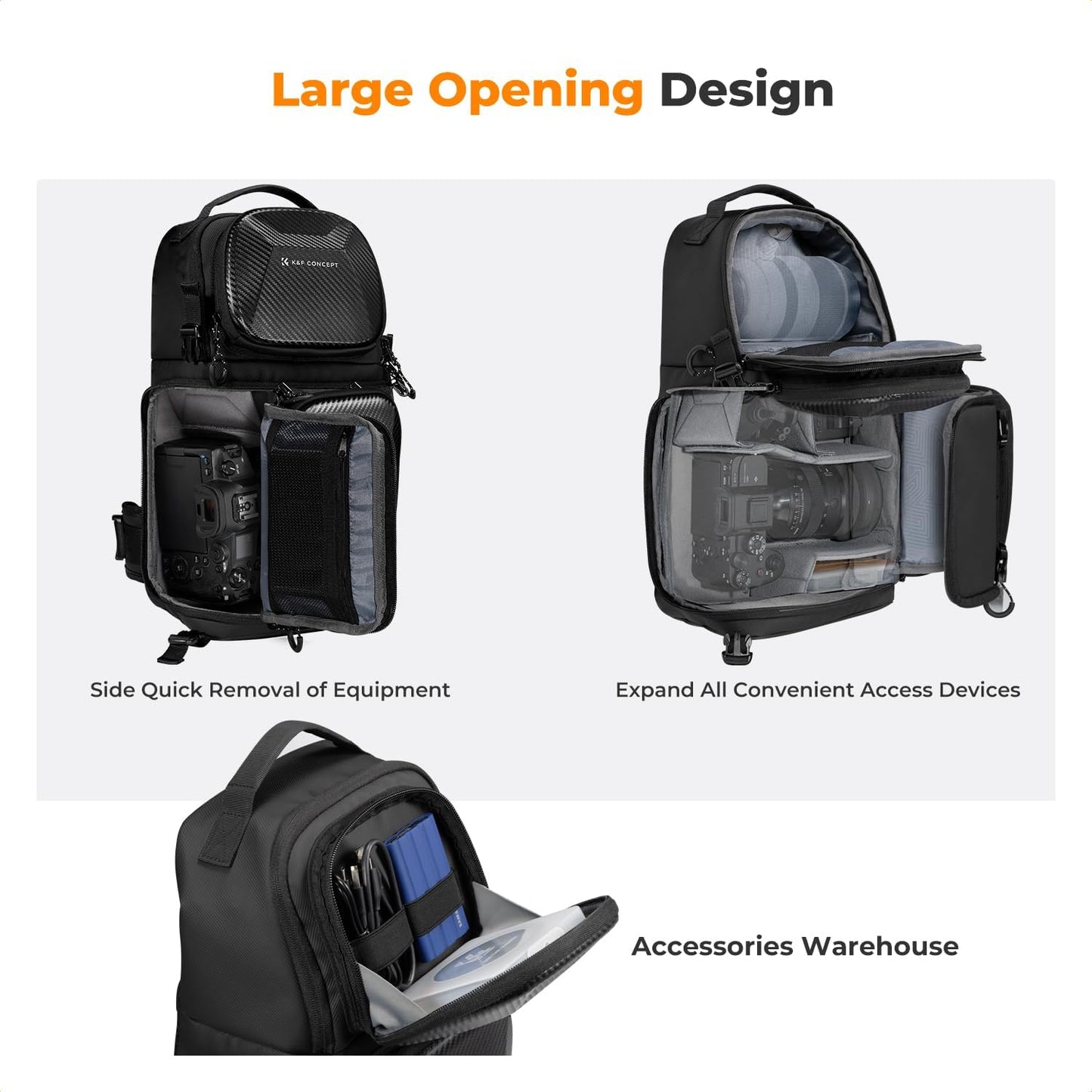 K&F CONCEPT Camera Sling Bag Crossbody Bag Hardshell Camera Shoulder Backpack DSLR/SLR/Mirrorless Camera Case Photography Bags for Photographer