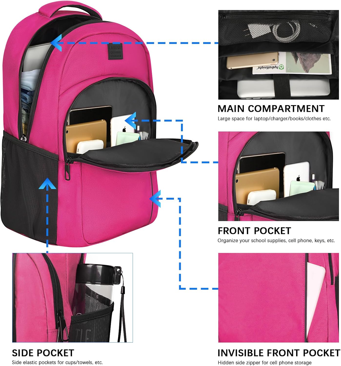 LARIPOP Extra Large Backpack,17.3 Inch Business Laptop backpack for Men Women with USB Charging Port,Water-Resistant Laptopack Weekender Daypack for Work College Computer