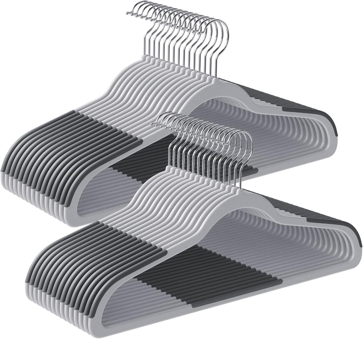 SONGMICS Clothes Hangers, Pack of 30 Plastic Coat Hangers, Space-Saving, Light Gray and Dark Gray UCRP30G