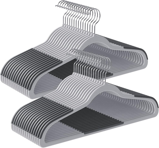 SONGMICS Clothes Hangers, Pack of 30 Plastic Coat Hangers, Space-Saving, Light Gray and Dark Gray UCRP30G