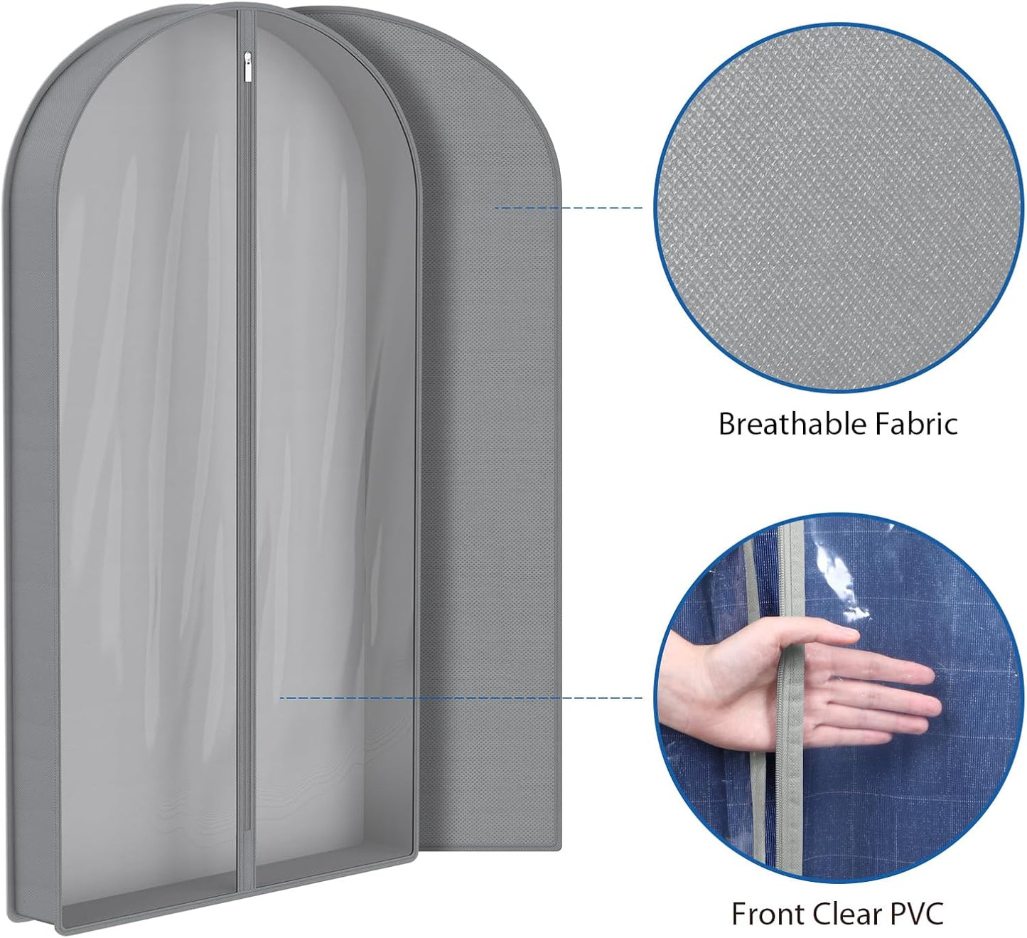 Zilink 40" Suit Bags for Closet Storage Clear Mink Coat Storage Bag Hanging Garment Bags for Storage with 4" Gussets for Suit, Fur Coat, Leather Jacket, Shirts and Sweater, Set of 4