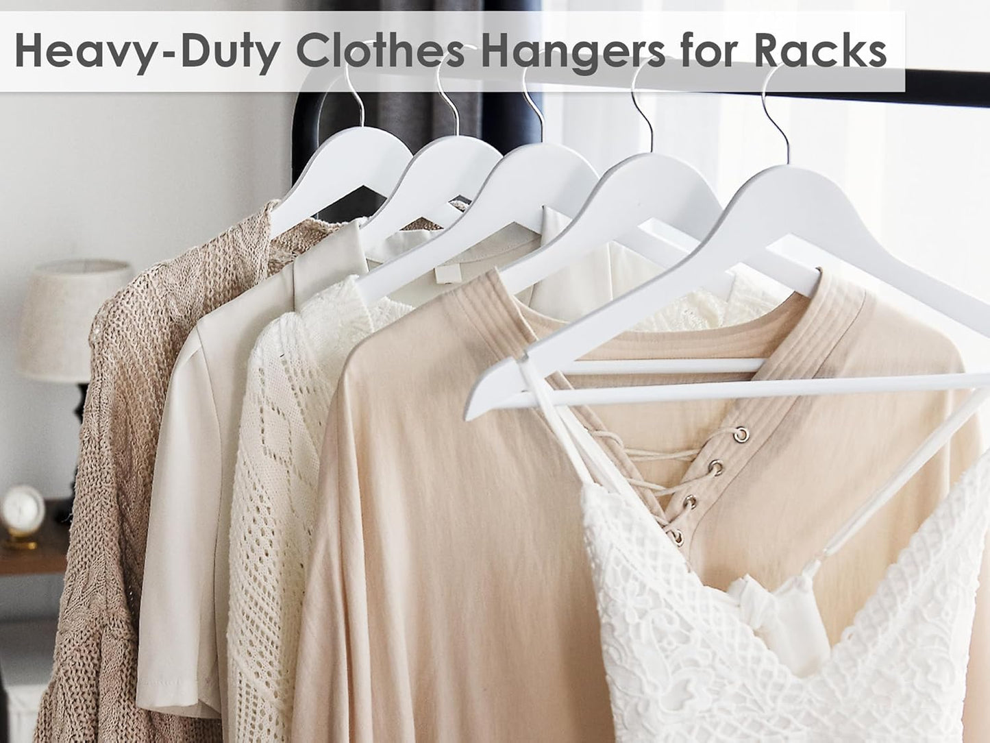 StorageWorks White Wooden Hangers, 30 Pack Wood Hanger for Closet, Coat Hangers for Coats, Shirts, Pants, Bridesmaid Suits, Wedding Dress