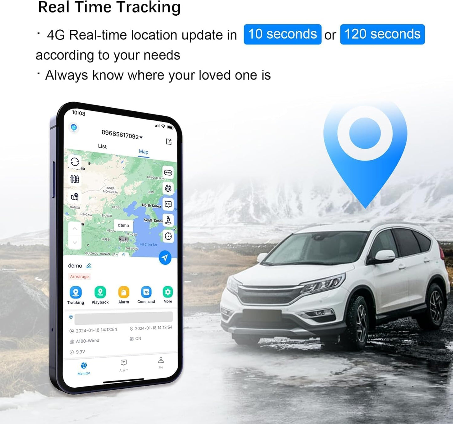 GPS Tracker for Vehicles Cars Long Battery Life to 90 Days, Strong Magnet, Unlimited Range, Geo-Fence, 4G Real Time Car Tracker Device Hidden Vehicle Tracking Devices, Subscription Needed