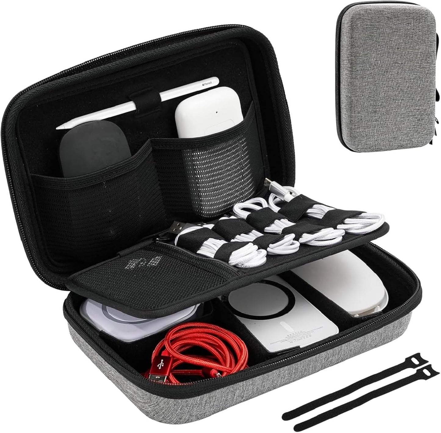 ProCase Hard Travel Electronic Organizer Case for MacBook Power Adapter Chargers Cables Power Bank Apple Magic Mouse Apple Pencil USB Flash Disk SD Card Small Portable Accessories Bag