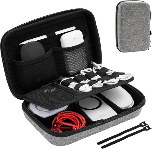 ProCase Hard Travel Electronic Organizer Case for MacBook Power Adapter Chargers Cables Power Bank Apple Magic Mouse Apple Pencil USB Flash Disk SD Card Small Portable Accessories Bag