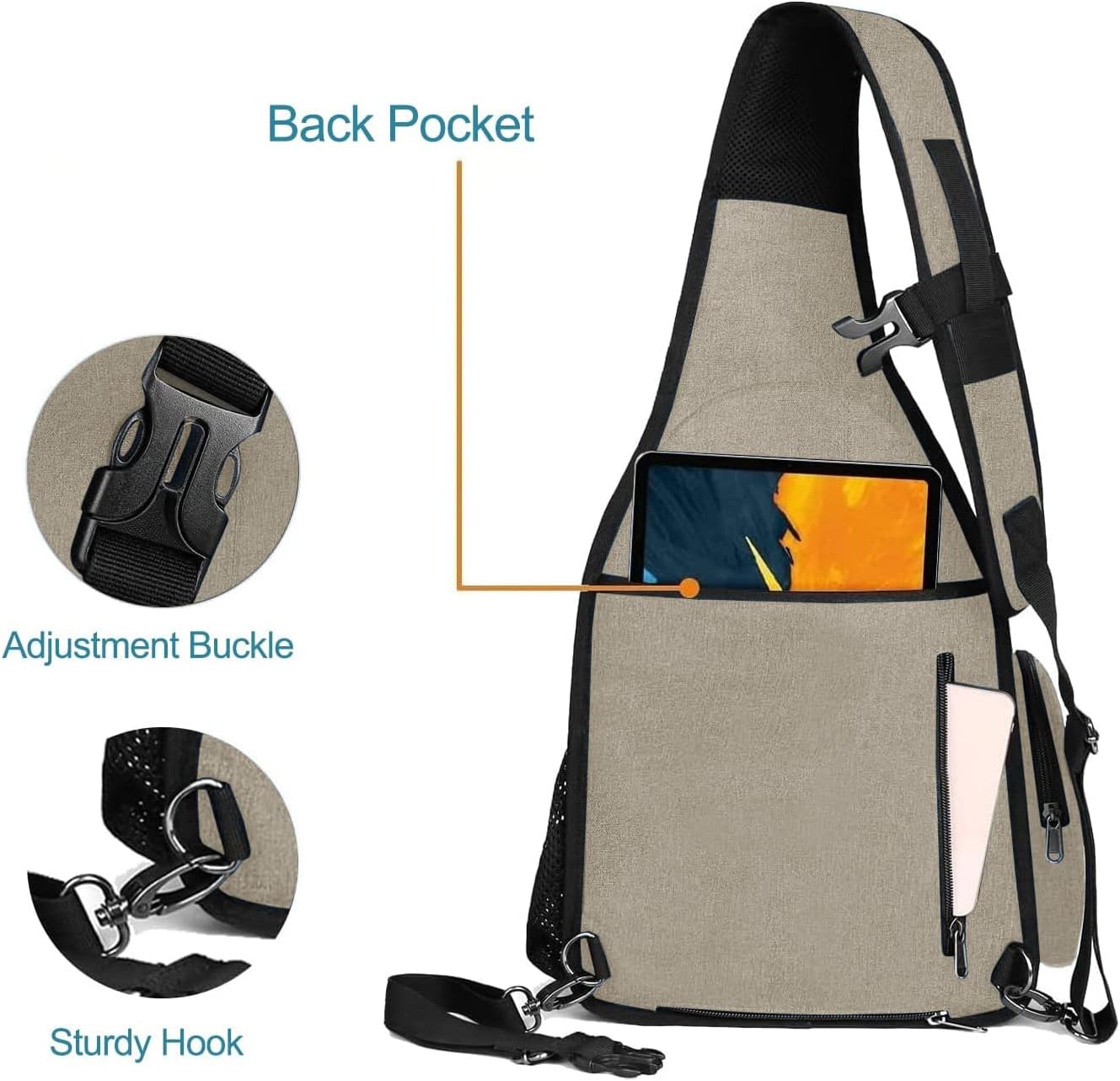 MOSISO Camera Bag Sling Backpack, DSLR/SLR/Mirrorless Full Open Camera Case with Tripod Holder&Rain Cover&Modular Insert, Photography Backpack Compatible with Canon/Nikon/Sony/Fuji, Khaki