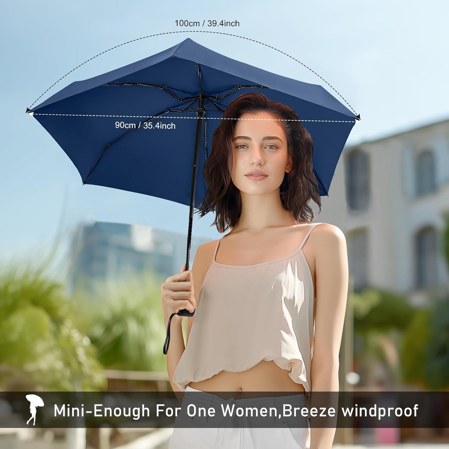 LEAGERA Mini Umbrella - Compact, Waterproof Travel Umbrella for Light Rain, Suitable for Women's Purse and Pocket