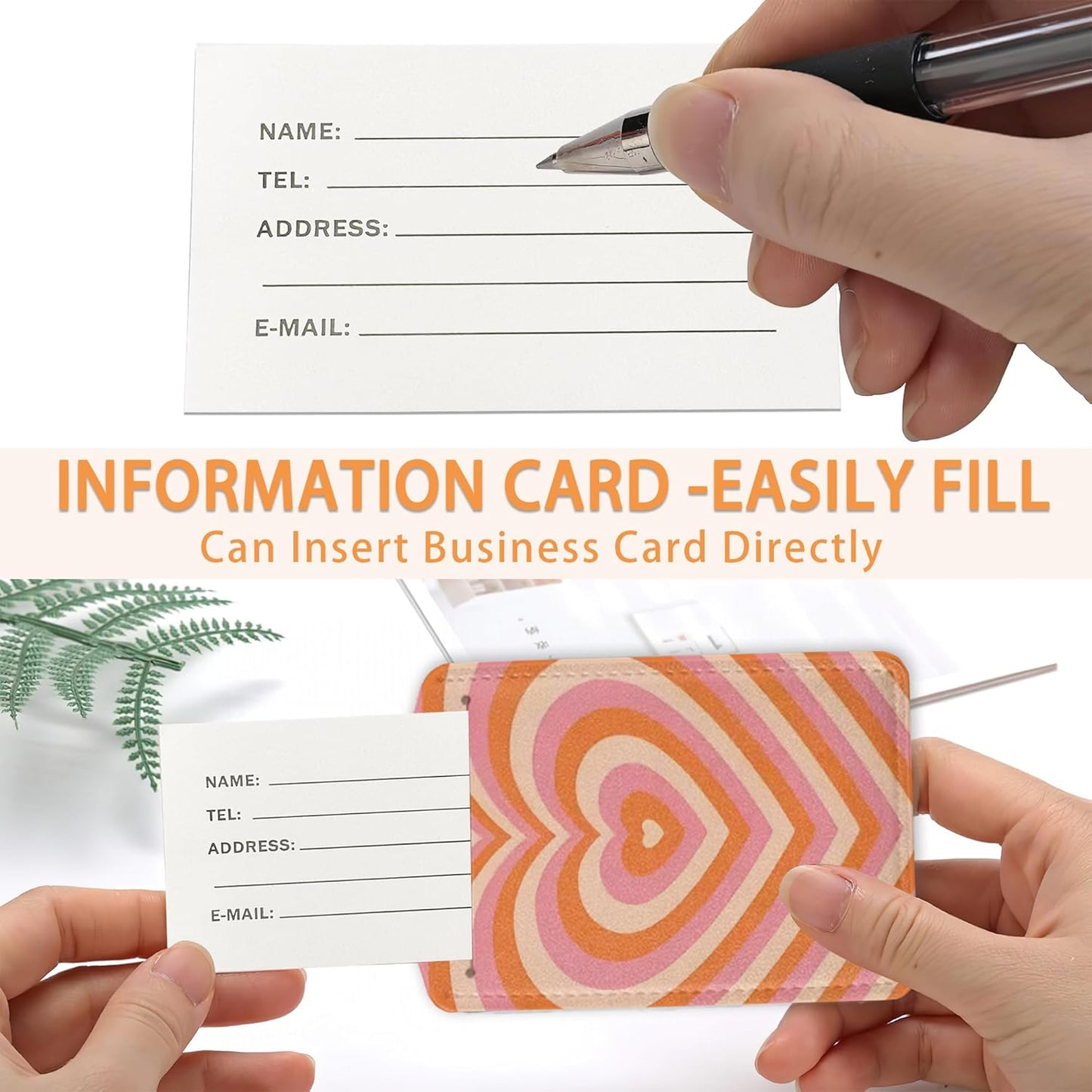 Retro Heart 70s 80s Luggage Tags Bag Tag with Privacy Cover Name Id Card Stainless Steel Loop Suitcase Labels Pu Leather Baggage Tags for Travel,2 Pcs