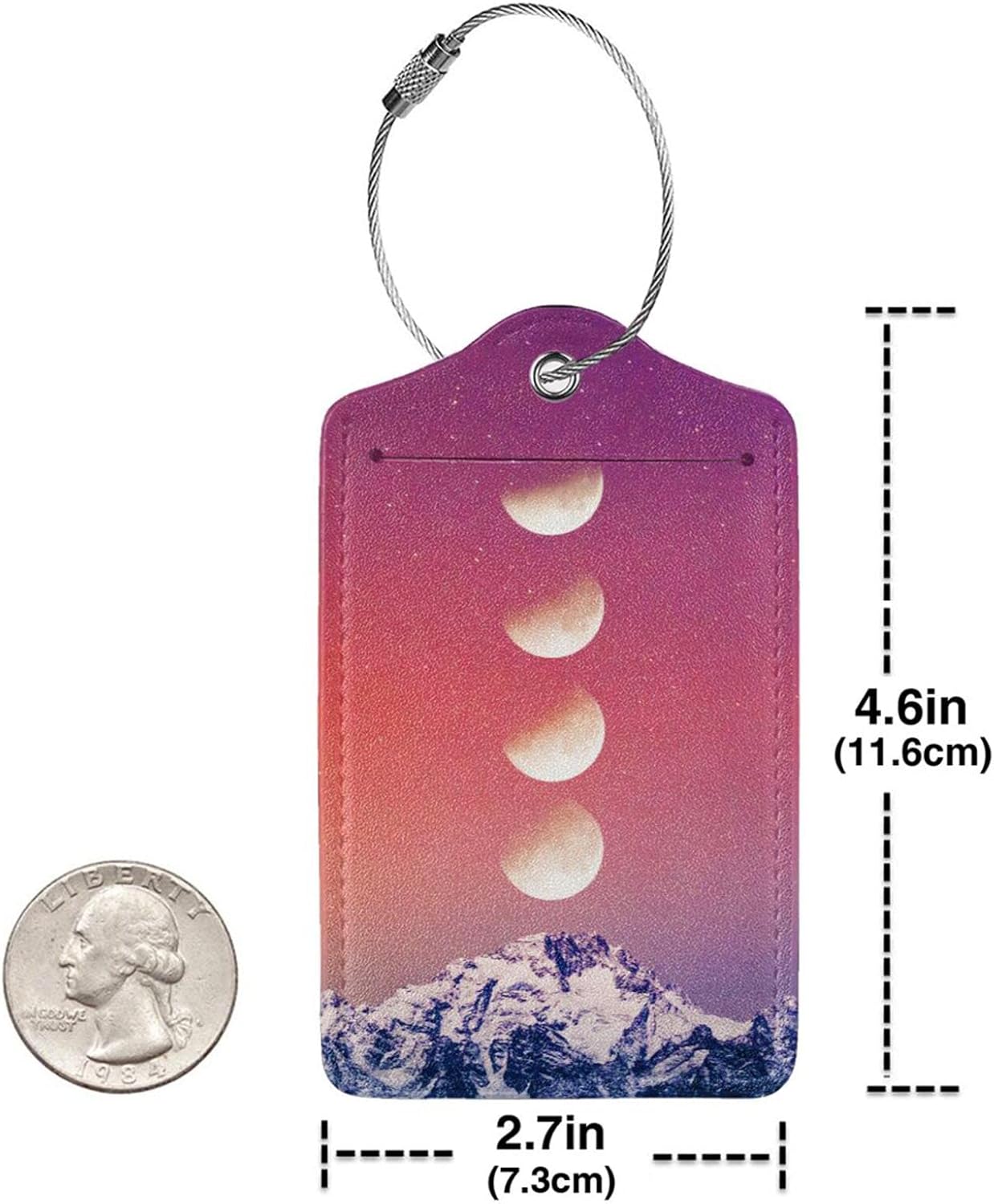 2 Pack Luggage Tag for Suitcase, Cute Unique Leather Suitcase Tags Identifiers with Privacy Name Address Labels & Durable Steel Loop for Women Men Travel