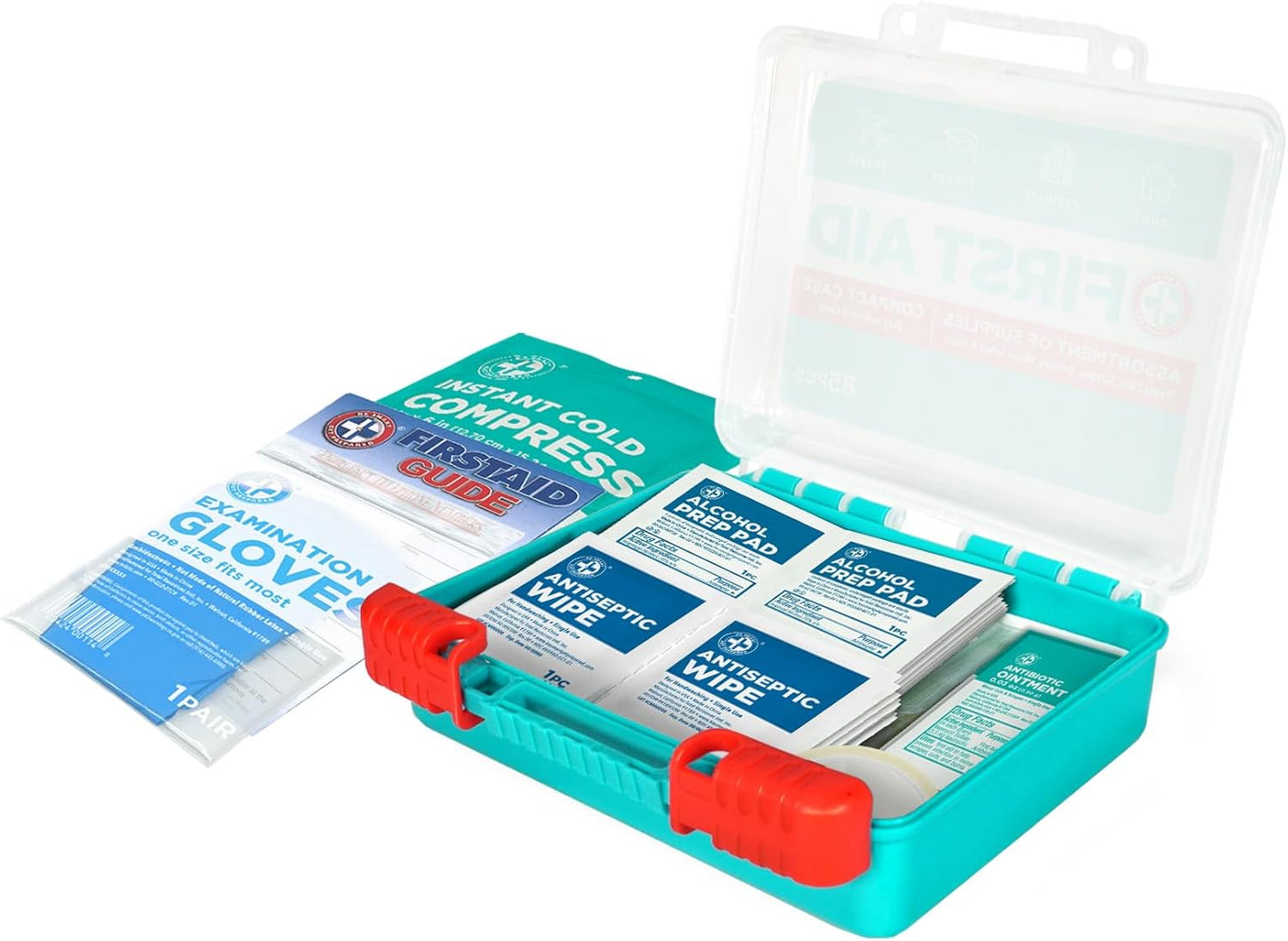 Be Smart Get Prepared 85 Piece First Aid Kit: Clean, Treat, Protect Minor Cuts, Scrapes. Home, Office, Car, School, Business, Travel, Emergency, Survival, Hunting, Outdoor, Camping & Sports, FSA HSA