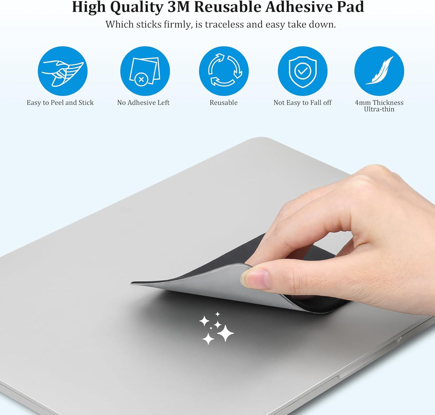 Lacdo Portable Hard Drive Sleeve for Laptop, Stick on Pouch with Reusable Adhesive, for SanDisk, Samsung, Crucial, Portable External Solid State Drive SSD Hard Drive Carrying Case Closed Pocket, Black