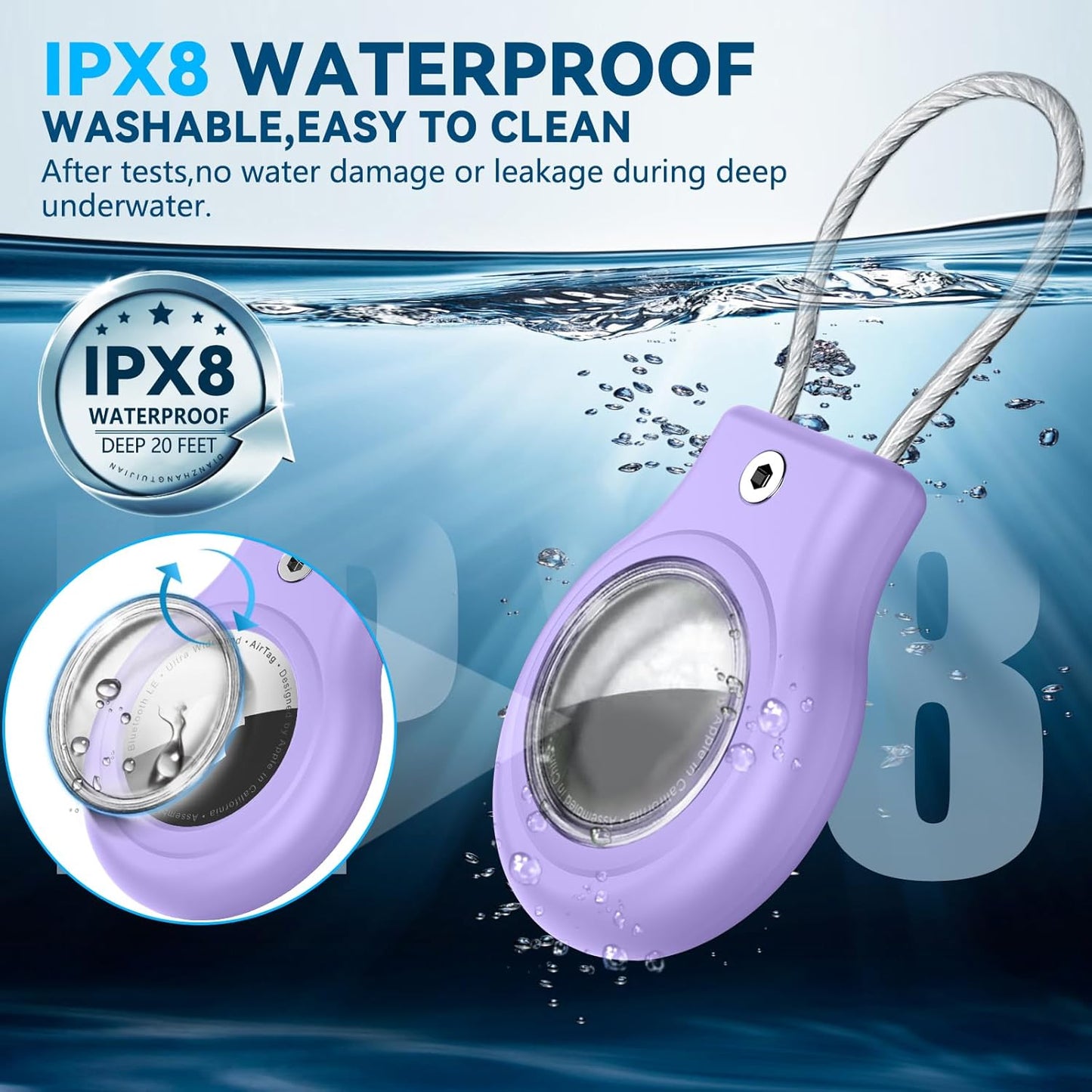 Waterproof Airtag Holder,Airtag Case with Secure Lock,Airtags Keychain for Apple Airtag,Anti-Lost Protective Cover Air tag Accessories for GPS Item Finder Tracker Luggage,Bag,Key,Pet,Cat Dog,Black