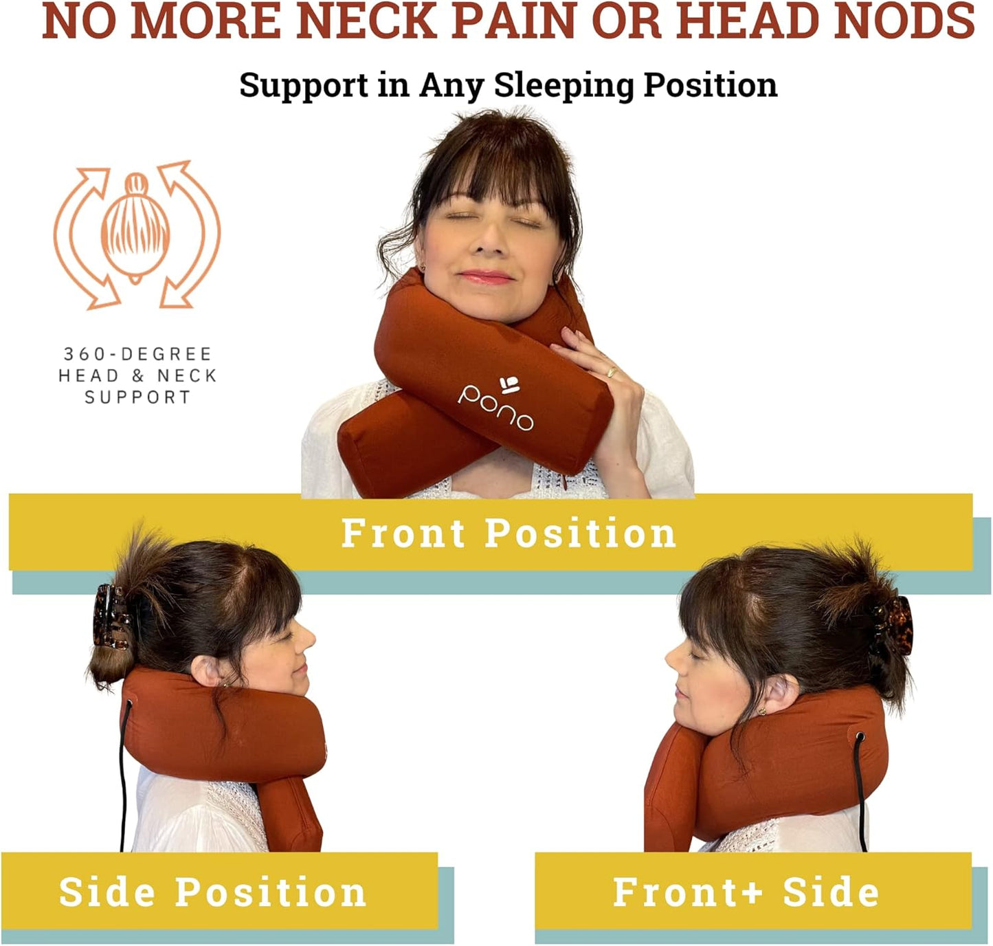 Pono Neck Cradle Travel Pillow (Patented): Memory Foam, Ergonomic 360° Adjustable Support, Prevents Head Nods. Infinity Shape Fits All Adults. Foldable Design for Easy Portability (Ocean Mist)