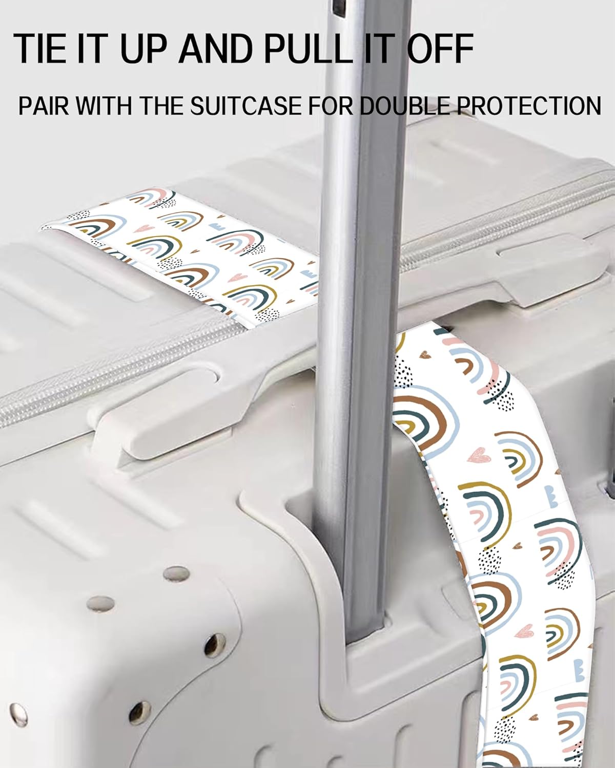 Luggage Straps for Suitcases, Adjustable Travel Belt, Durable Wide Luggage Strap, Cute Suitcase Strap Identifiers with Buckle, Bag Straps for Luggage, Cute Rainbow Design