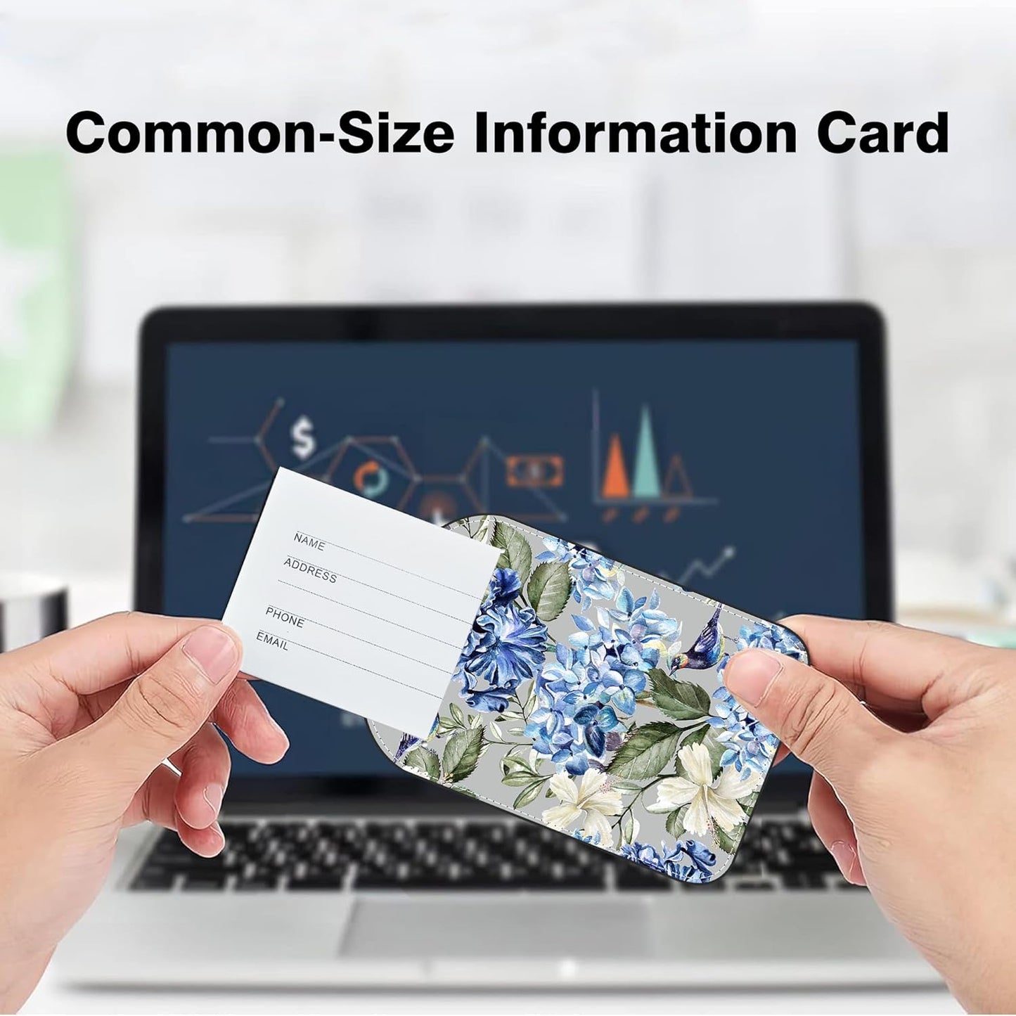 2 PCS Leather Luggage Tags for Suitcase Hibiscus Flowers Bird Travel Luggage Tag with Privacy Flap Name ID Label and Metal Loop for Travel Bag Suitcase