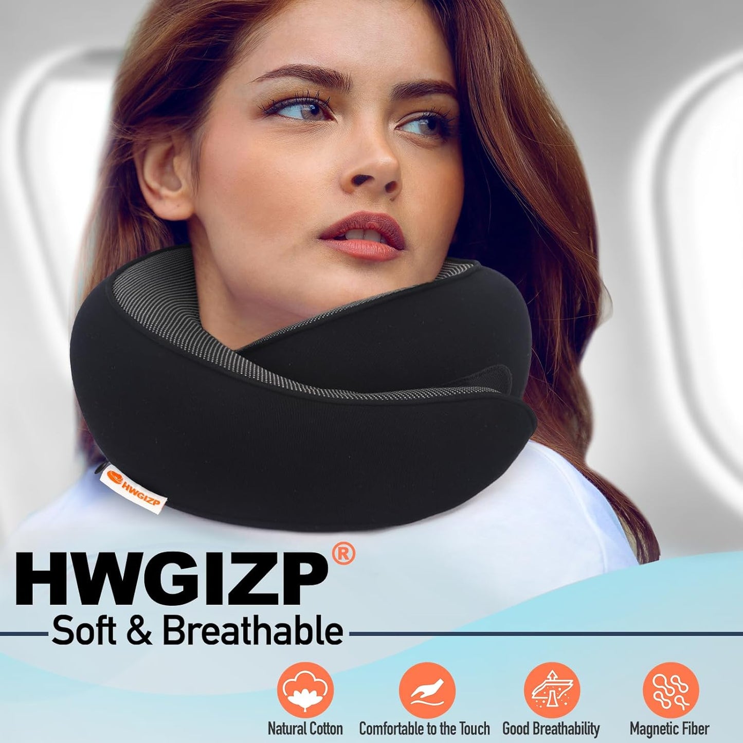 Travel Pillow | High-Density Memory Foam Pillow with 360° Surround Support. Ergonomically Designed. Ideal for Airplane Travel and Home Use.