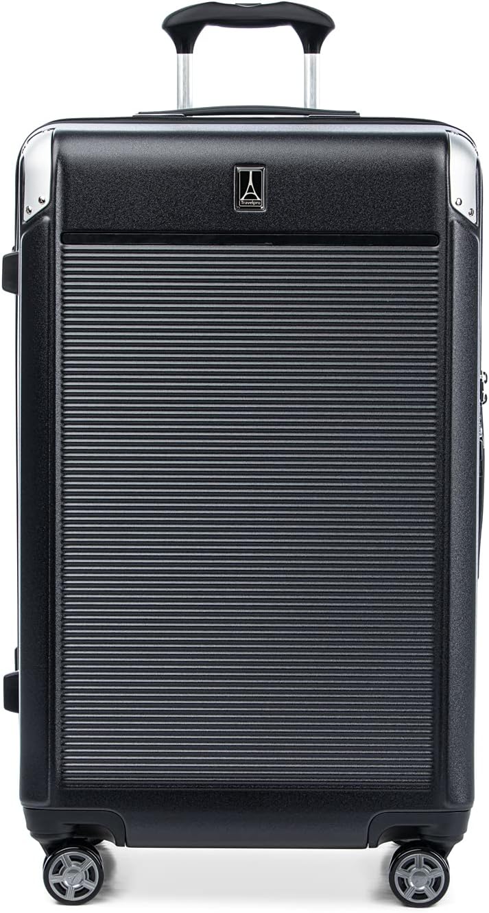 Travelpro Platinum Elite Hardside Expandable Checked Luggage, 8 Wheel Spinner, TSA Lock, Hard Shell Polycarbonate Suitcase, Shadow Black, Checked Large 28-Inch