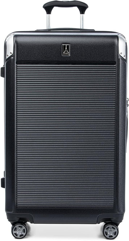 Travelpro Platinum Elite Hardside Expandable Checked Luggage, 8 Wheel Spinner, TSA Lock, Hard Shell Polycarbonate Suitcase, Shadow Black, Checked Large 28-Inch