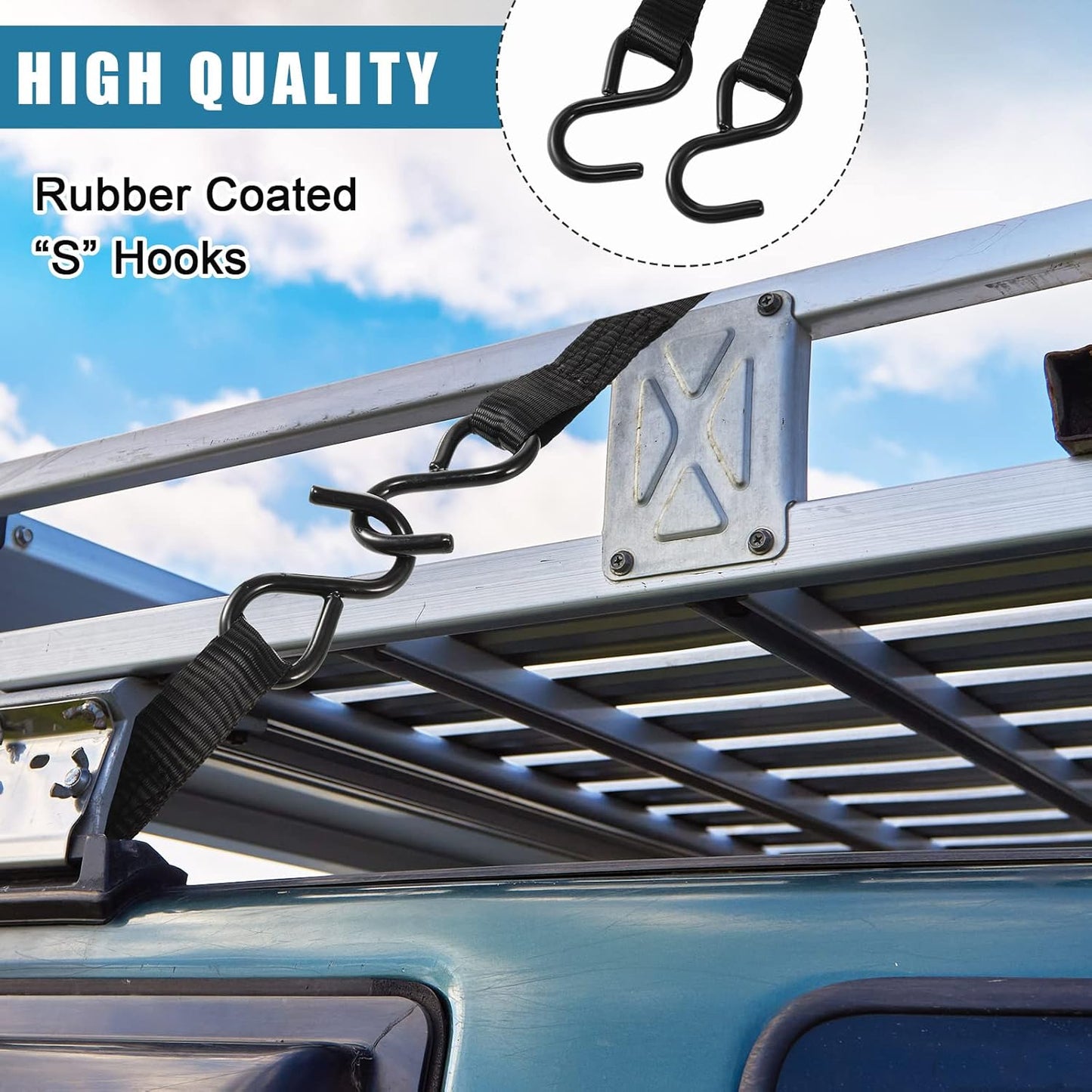 16 Pcs Cambuckle Tie Down Straps 1763lbs Break Strength Securing Straps 1'' x 15 ft Cambuckle Tie Downs with S Hook for Motorcycle, Kayak, Car, Truck, Boat Moving, Securing Cargo(Black)