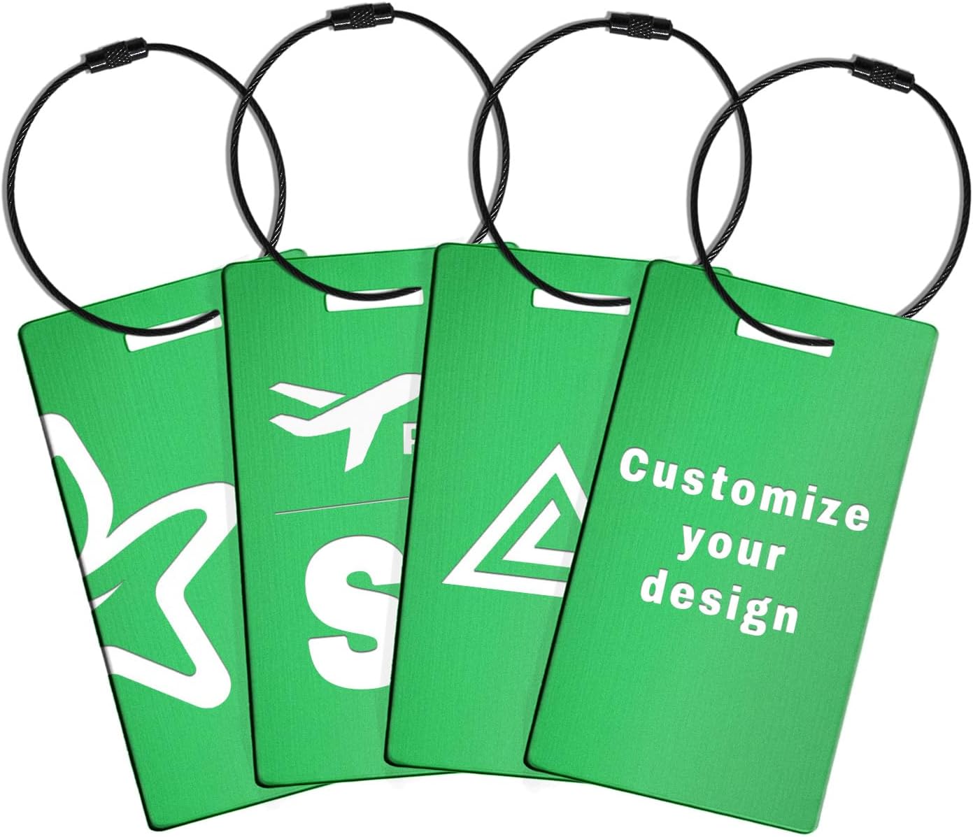 4PCS Personalized Luggage Tags for Travel Durable Aluminium Luggage Tags for Suitcases Custom Bag Tags for Backpacks Heavy Duty Personalized Name Tags for Birthday Gifts(Small,Green)
