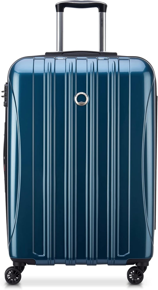 DELSEY PARIS Helium Aero Hardside Expandable Luggage with Spinner Wheels, Teal, Checked-Medium 24 Inch