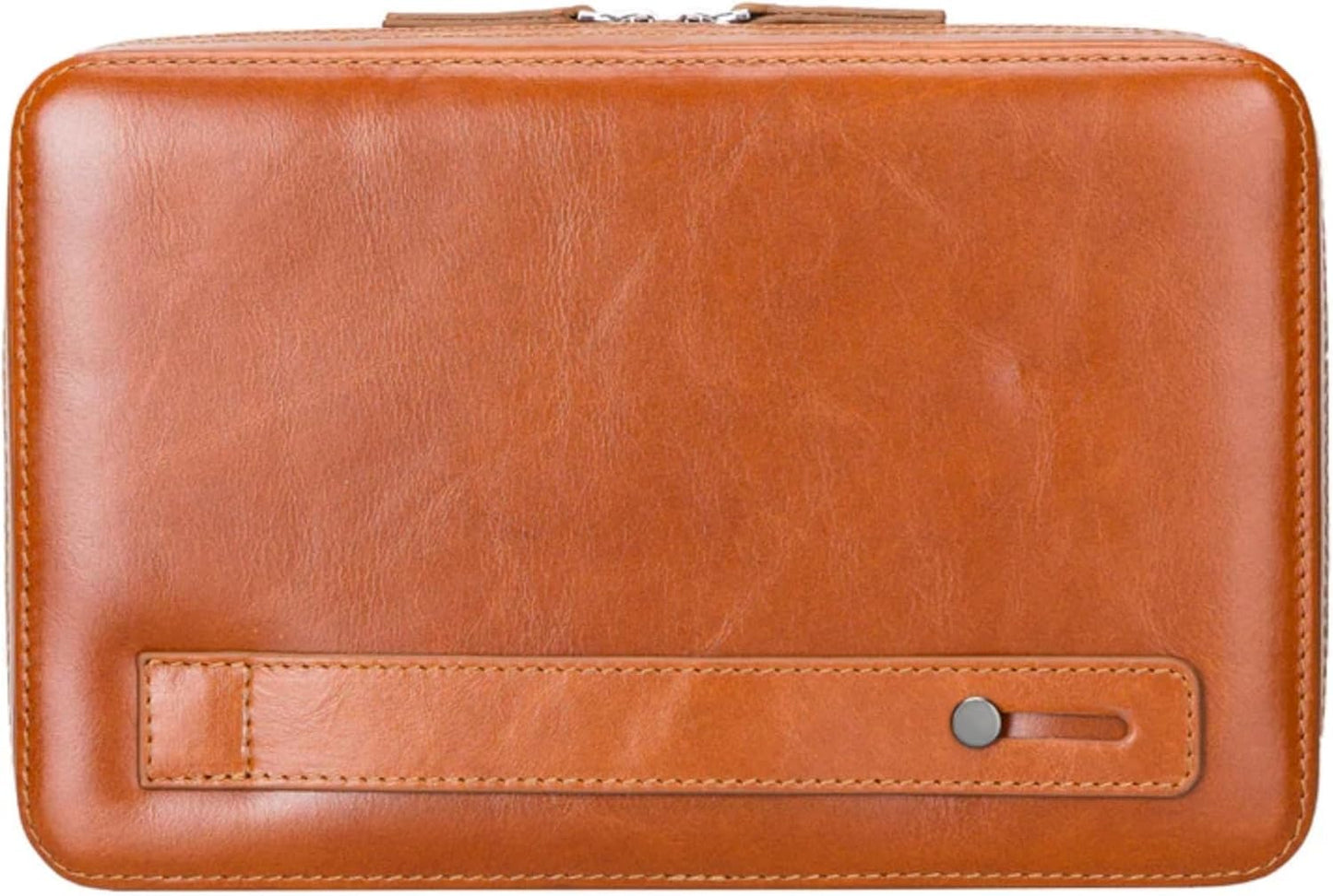 Medicine Handmade Leather Cable Organizer Bag – Full-Grain Leather Travel Tech Case for Cords, Chargers & Accessories – Zippered Storage for Men & Women (Tan)