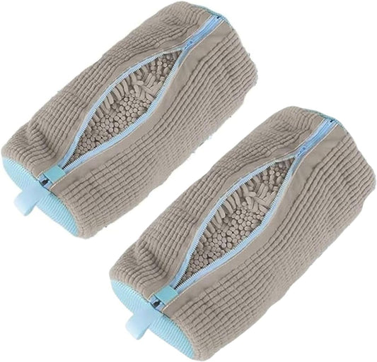 Shoe Cleaning Bag, Washing Machine Shoe Bag, Reusable Sneaker Cleaning Bag, Suitable for Washing Machines and Dryers, Shoe Cleaning Bag with Side Zipper and Hanging Cord (2-Pack, Gray)
