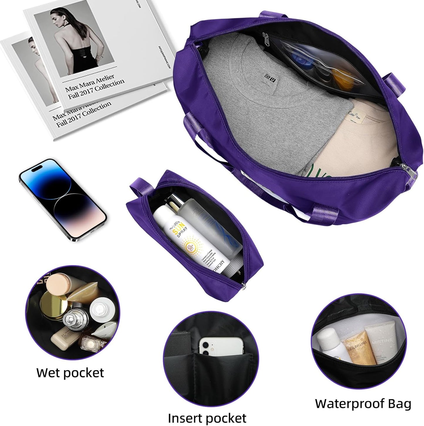 LARVENDER Luggage Sets 5 Piece Hardside Expandable Suitcase with Wheels Lock,PC+ABS Hardside Lightweight Rolling Suitcase for Women and Men,Midnight Berry