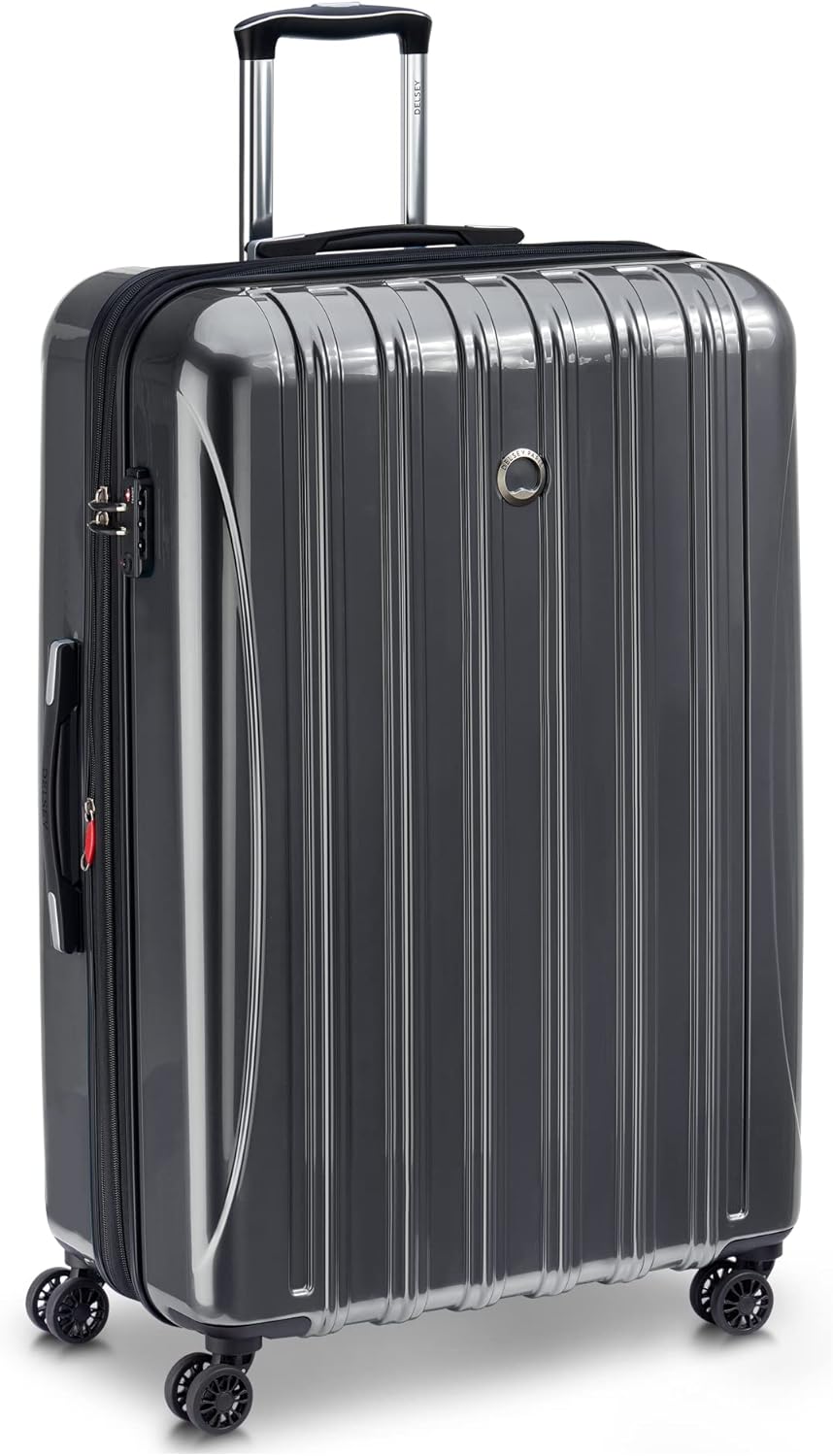 DELSEY PARIS Helium Aero Hardside Expandable Luggage with Spinner Wheels, Titanium, Checked-Large 28 Inch