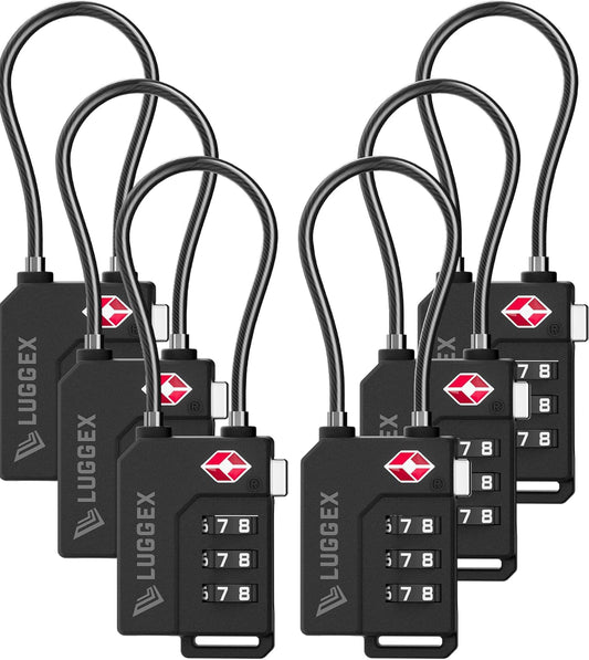 LUGGEX TSA Locks for Luggage, Suitcase Locks TSA Approved, Luggage Locks, Ease of Use & Durable(Black,6 Pack)