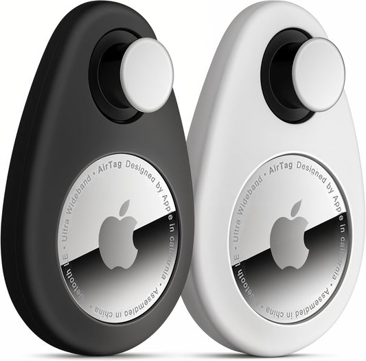 for Airtag Holder for Kids Hidden 2 Pack GPS Tracker Case, Anti-Removal Security Air Tag Case with Pins, GPS Cover Suitable for Children, Elderly, Pets, Backpack, Luggage (Black, White)