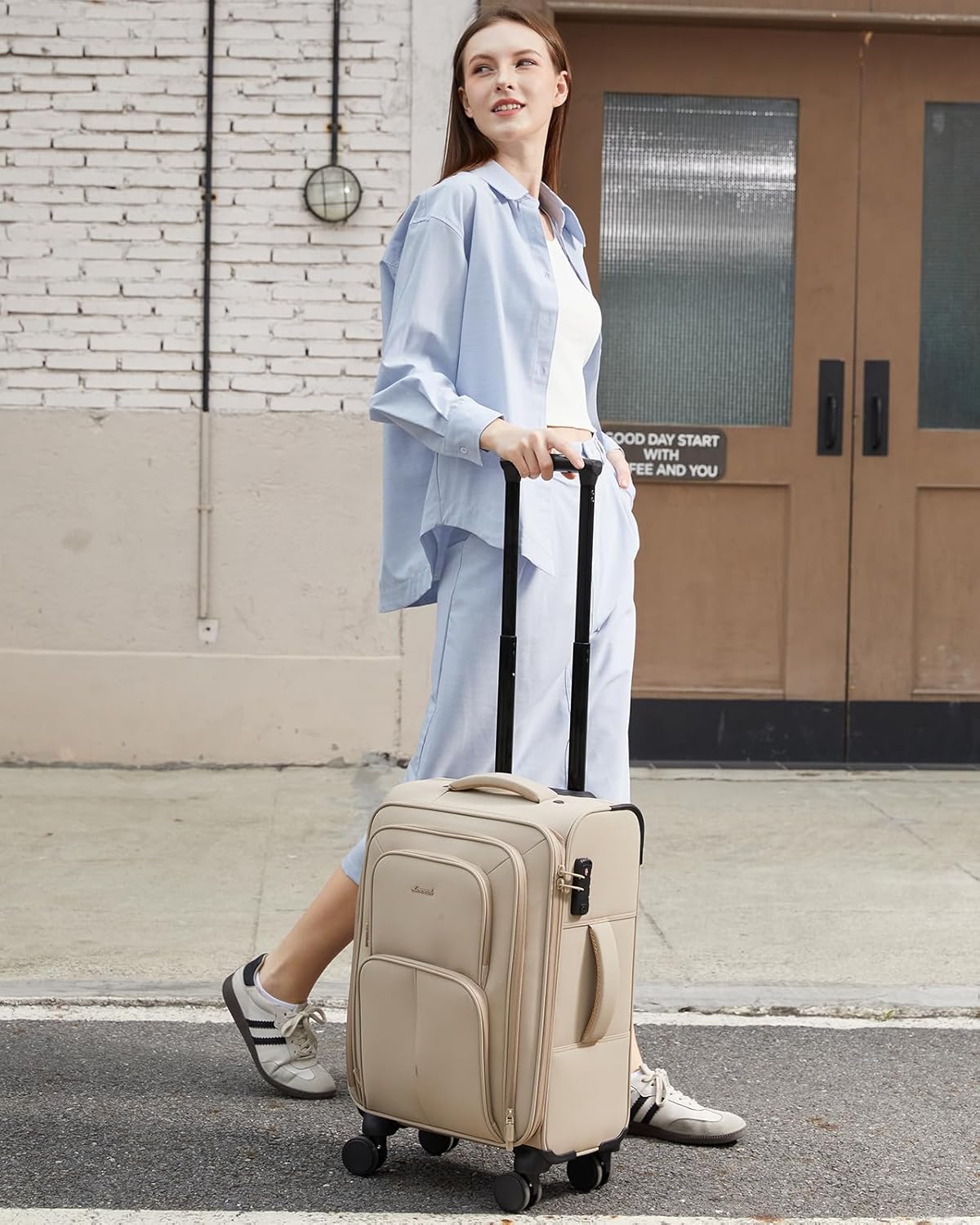 LOVEVOOK Carry On Luggage 22x14x9 Airline Approved, 22 Inch Softside Suitcases with Spinner Wheels, Lightweight Carry-on Suitcase with TSA Lock for Women Men, Large Luggage for Travel Business Trip