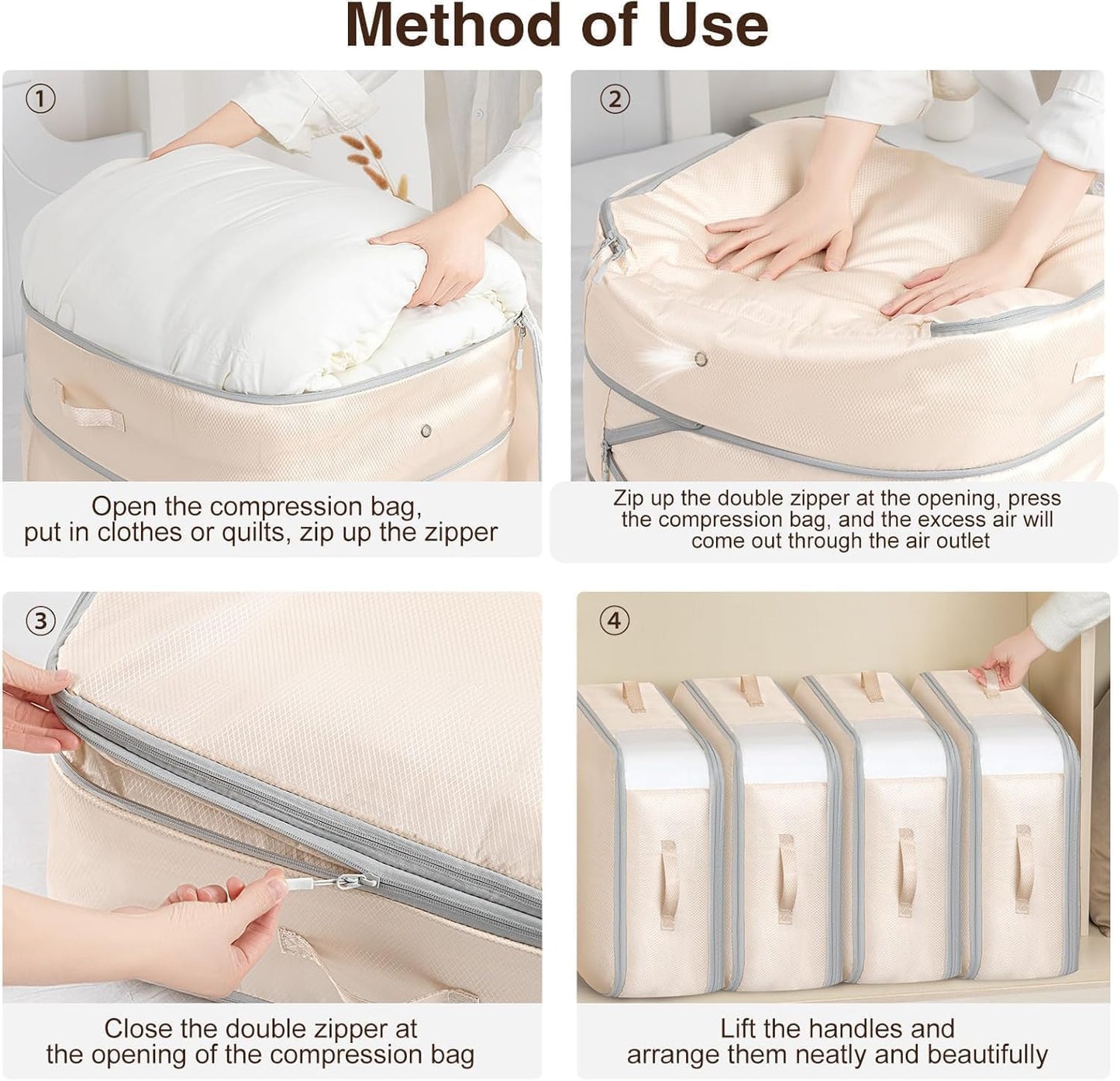 DIMJ Comforter Storage Bag - 110L Large Capacity Ultra Space Saving Self Compression Organize for Duvet, Pillow, Bedding, Blanket Sheet Storage Organizer Nylon Compression Bag for Storage