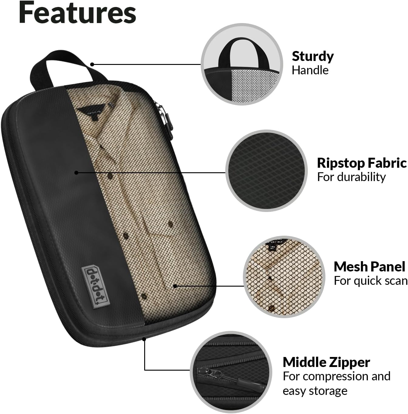 Dot&Dot 4pc Medium Compression Packing Cubes for Travel - Luggage Packing Organizers - Travel Packing Cubes for Suitcases